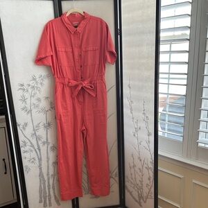 Universal Thread Coral Tie-Waist Short-Sleeve Utility Jumpsuit